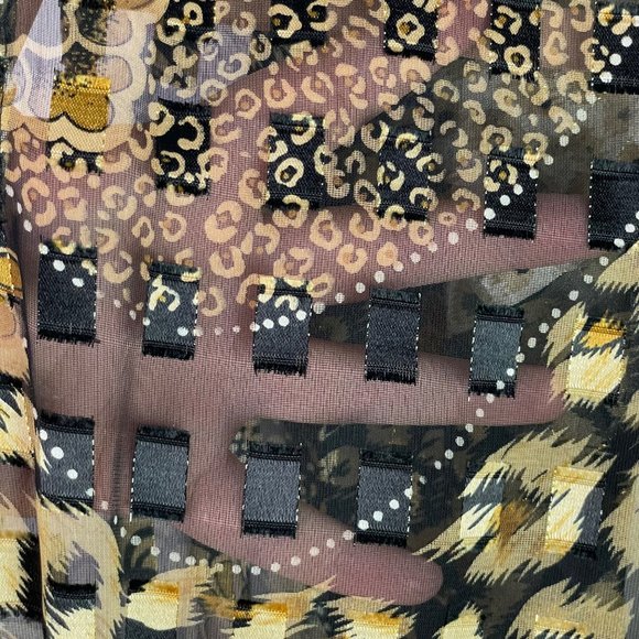 Cache Bodysuit Vintage 10 Black Gold Animal Print Floral Sleeveless Plunge Neck - Picture 9 of 15
